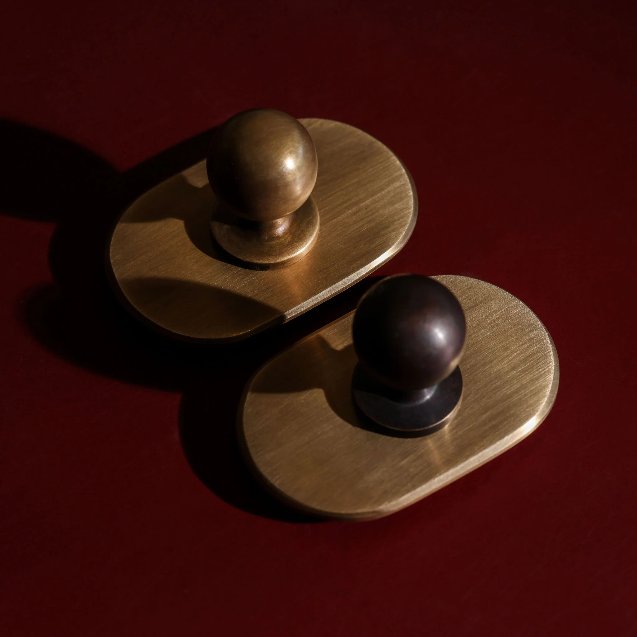 Curved Knob Backplate - Acid Wash Brass - Image 4