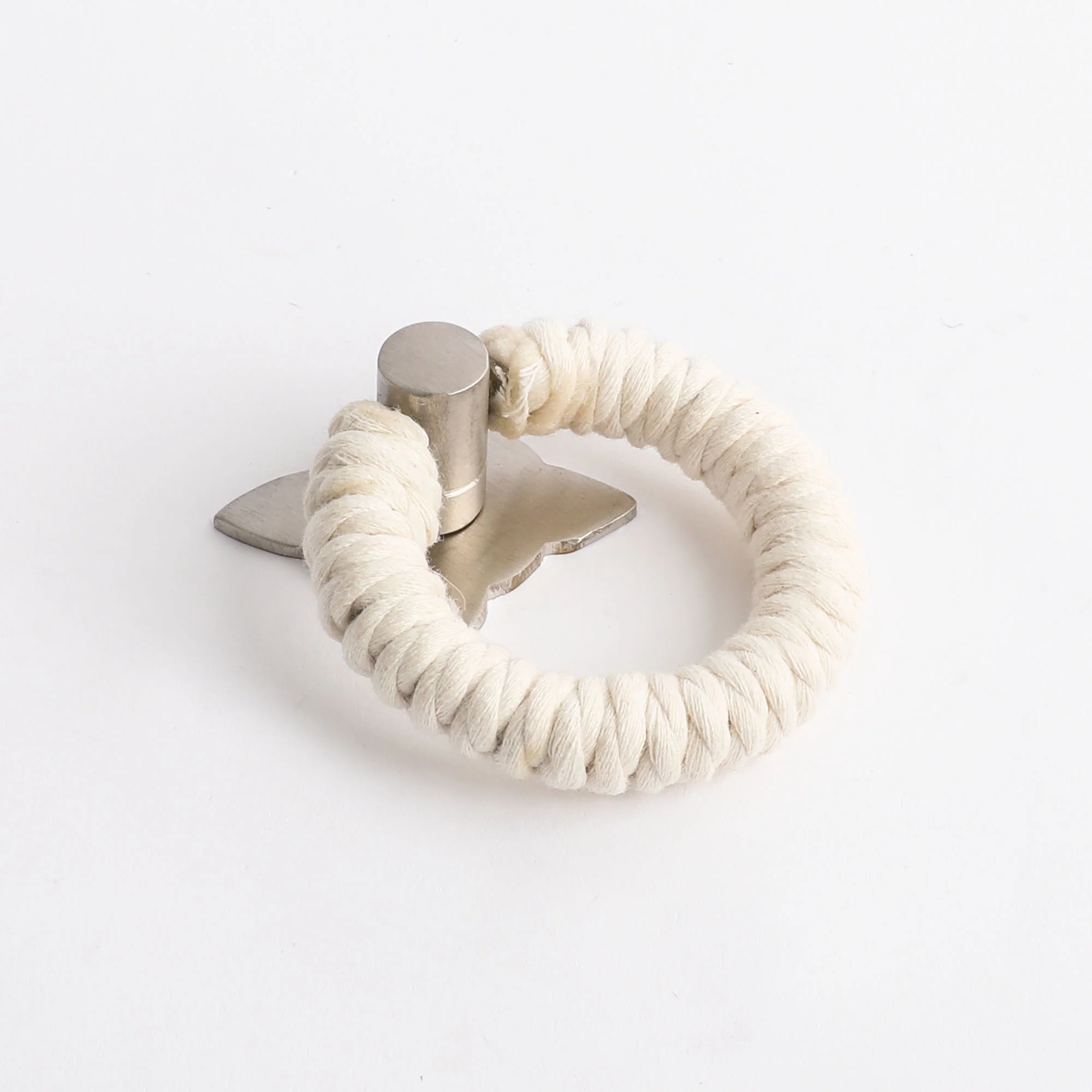 Rope Pull - White Cotton with Satin Nickel - Image 3
